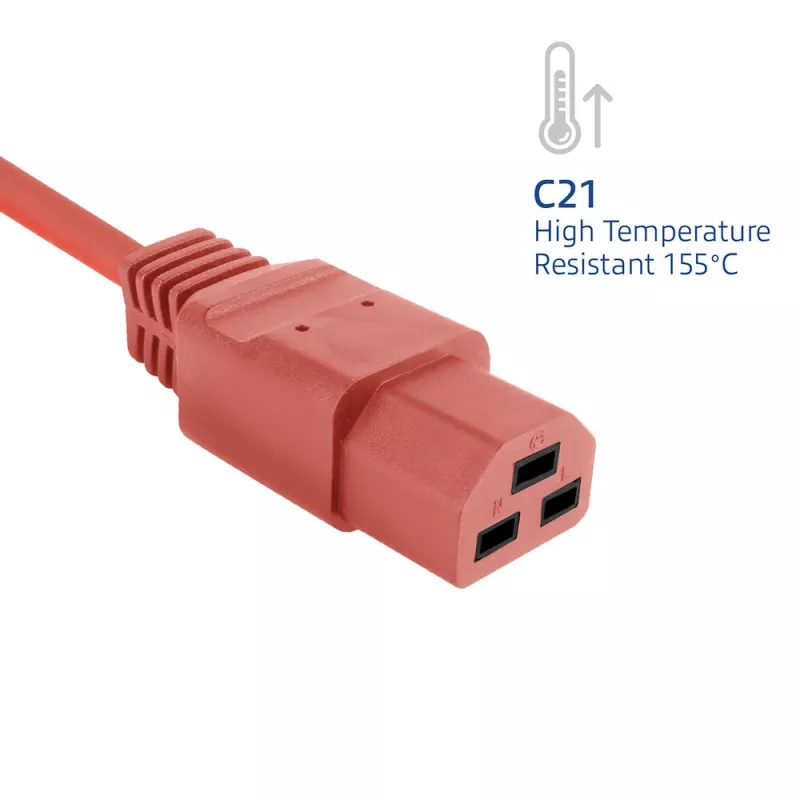 Cavo di alimentazione ACT C20–C21 IEC60320 rosso 2 m, 16 A 250 V