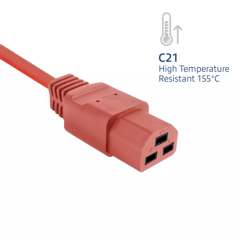 Cavo di alimentazione ACT C14 su C21 IEC60320 rosso 1 m, 250V 10A