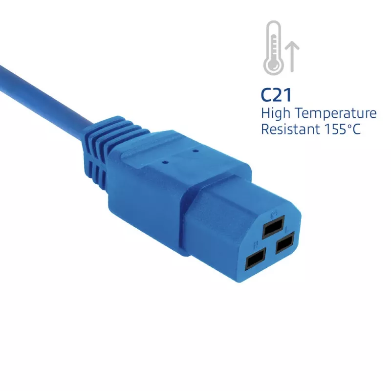 Cavo di alimentazione ACT C14 a C21 IEC60320 blu 1 m, 250 V 10 A