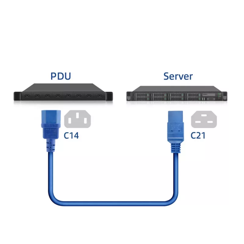 Cavo di alimentazione ACT C14 a C21 IEC60320 blu 1 m, 250 V 10 A