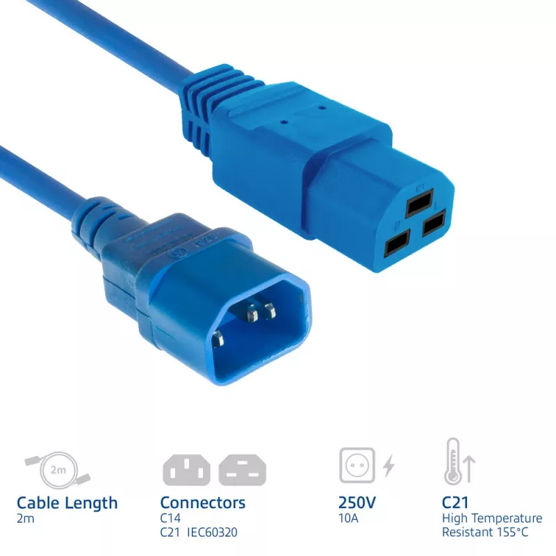 ACT cavo di alimentazione C14 a C21 IEC60320 blu 2 m, 250 V 10 A