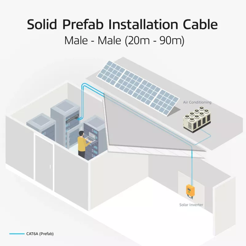 ACT blu 80 metri cavo di installazione S/FTP CAT6A B2ca PoE++ 100W solido preassemblato, connettore RJ45 – connettore maschio