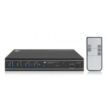 KVM switch ACT 2 porte USB-C/HDMI 4K@60Hz AC7922 con tastiera/mouse USB, video HDMI, 100W PD
