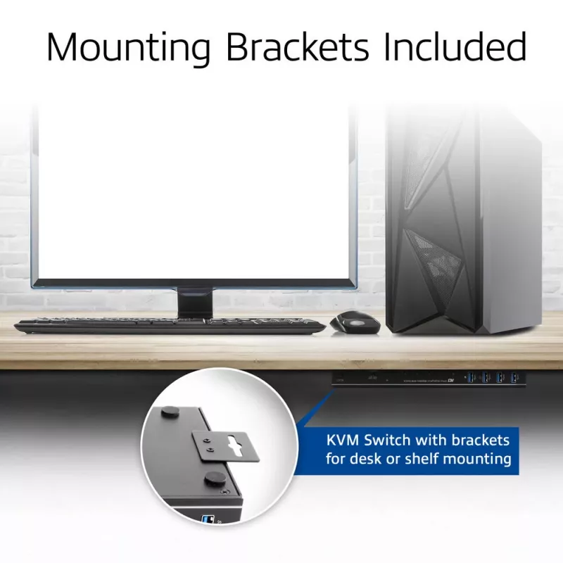 KVM switch ACT 2 porte USB-C/HDMI 4K@60Hz AC7922 con tastiera/mouse USB, video HDMI, 100W PD