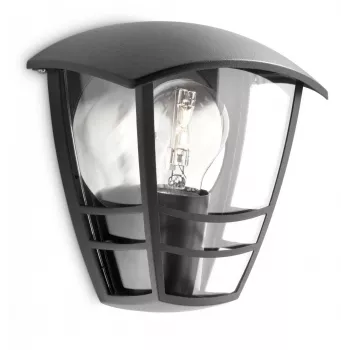 Applique da parete Philips myGarden Creek 60W E27 senza lampadina, applique da esterno, nero, metallo, IP44, giardino, terrazza, II