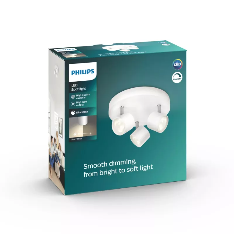 Lampada da soffitto/parete Philips Dimmabile LED Star 3x 16,5 W, 2700 K, 1500 lm, IP20, bianco