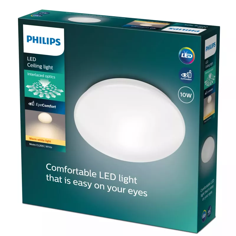 Plafoniera Philips Functional Moire 10 W, LED, lampadine integrate, 2700 K, 1000 lm, IP20, bianco