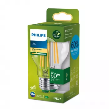 Lampadina filamento Philips trasparente 60W A60 E27, 4 W, 60 W, E27, 840 lm, 50000 h, bianco caldo