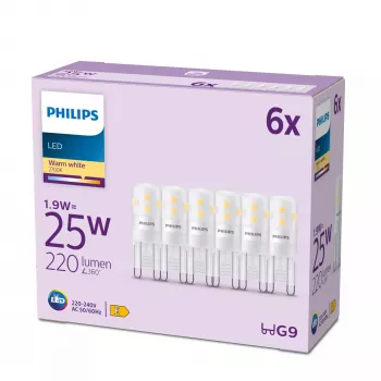 Lampadina Philips Capsule 25 W G9 G9 x6, 1,9 W, 25 W, G9, 220 lm, 15000 h, bianco caldo