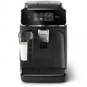 Macchina per caffè espresso Philips EP2334/10 – automatica, macchina da appoggio, macinacaffè in ceramica integrato, serbatoio latte, filtro AquaClean, touchscreen, nero
