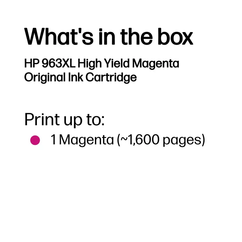 HP 963XL Cartuccia originale ad alto rendimento magenta, magenta, 1 pezzo, 1600 pagine