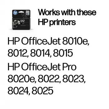 HP 912 Cartuccia d'inchiostro originale nero, nero, 1 pz., 250 pagine