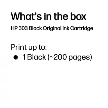 HP 303 Cartuccia d'inchiostro originale nero, nero, 1 pz., 200 pagine