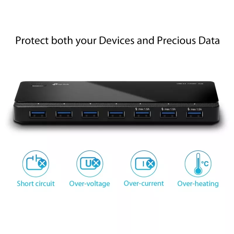 TP-Link UH700 Hub interfacce USB 3.2 Gen 1 (3.1 Gen 1) Micro-B 5000 Mbit/s Nero