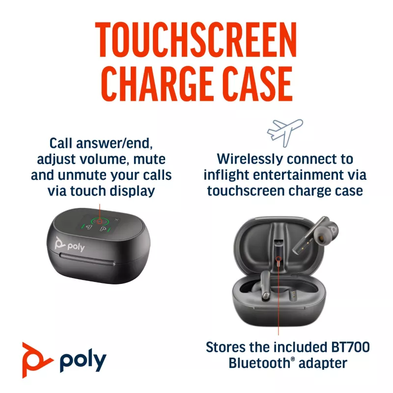 HP Poly Voyager Free 60+ UC Carbon nero auricolari +BT700 adattatore USB-C +custodia di ricarica con touchscreen