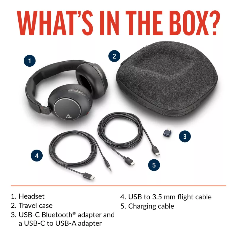 Headset POLY Voyager Surround 80 UC wireless Bluetooth musica quotidiano nero