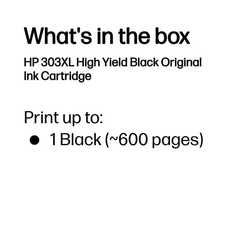 HP 303XL High Yield nero cartuccia originale, nero, 1 pz., 600 pagine