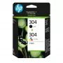 HP 304 confezione da 2 nero/tricolore cartucce originali, nero, ciano, magenta, giallo, inchiostro pigmentato, 2 pz., 120 pagine, 100 pagine