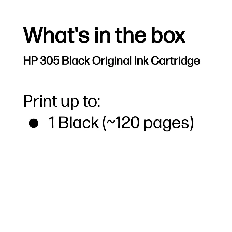 Cartuccia d'inchiostro HP 305 nero originale, nero, 1 pz., 120 pagine