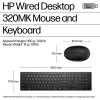 Set tastiera e mouse desktop con filo HP 320MK — USB, tastiera full-size, nero, cavo 1,8 m