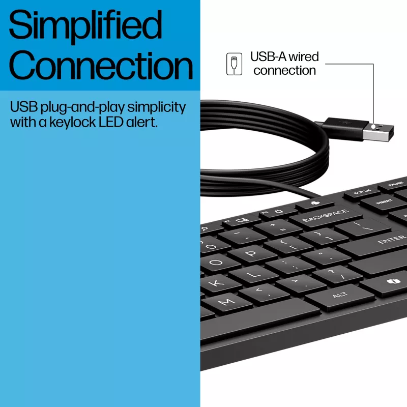 Tastiera desktop full-size con filo HP 320K – USB, cavo 1,8 m, nero