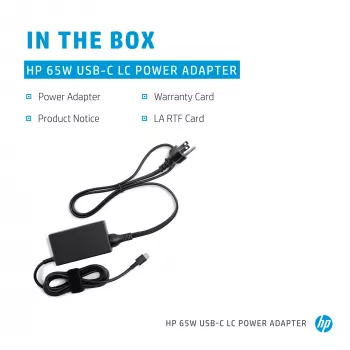 Alimentatore HP 65W USB-C LC per laptop uso interno 65W nero