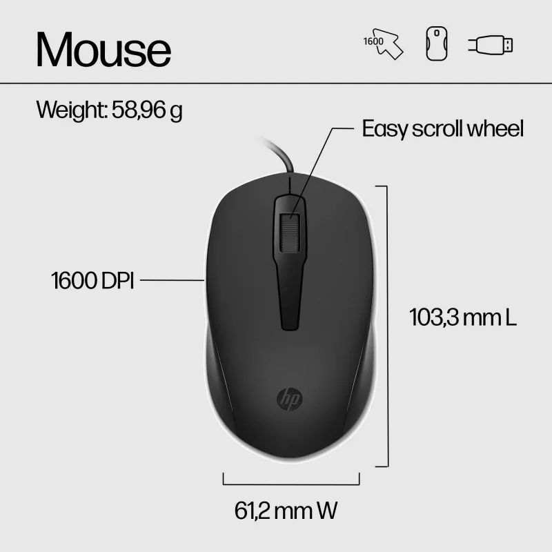 Mouse HP 150 mouse e tastiera con filo USB