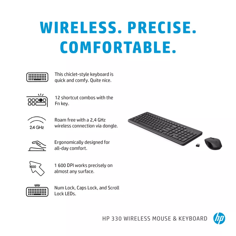 Combinazione mouse e tastiera wireless HP 330