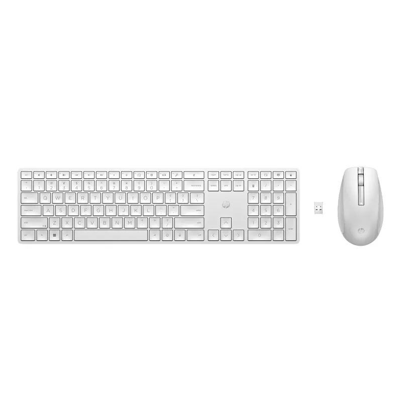 Combo tastiera e mouse wireless HP 650 full-size, bianca