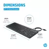 Tastiera con filo HP 150 full-size USB nera cavo 1m