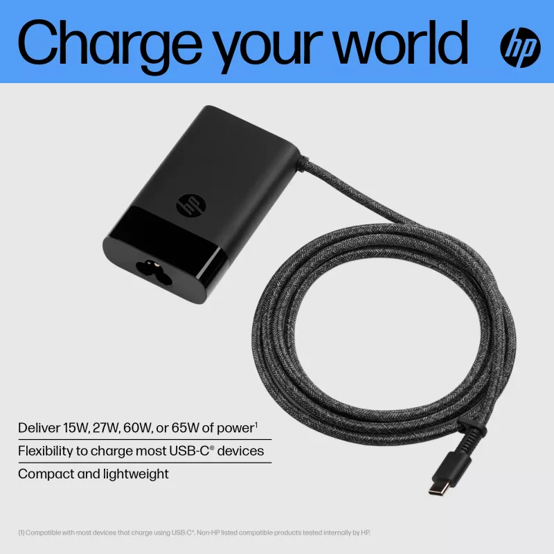 Caricabatterie per laptop HP USB-C 65W, laptop, interno, 90 V, 65 W, 5 – 20 V, 1,6 A