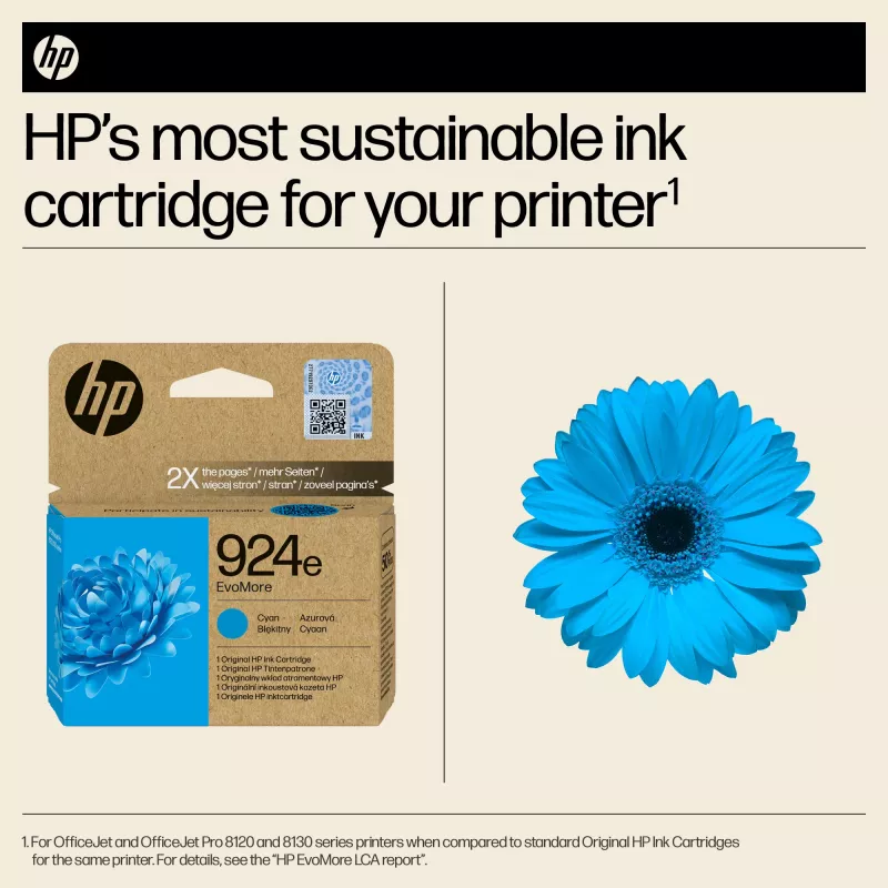 Cartuccia d'inchiostro HP 924e EvoMore ciano (originale, alto rendimento XL, 1 pz.)