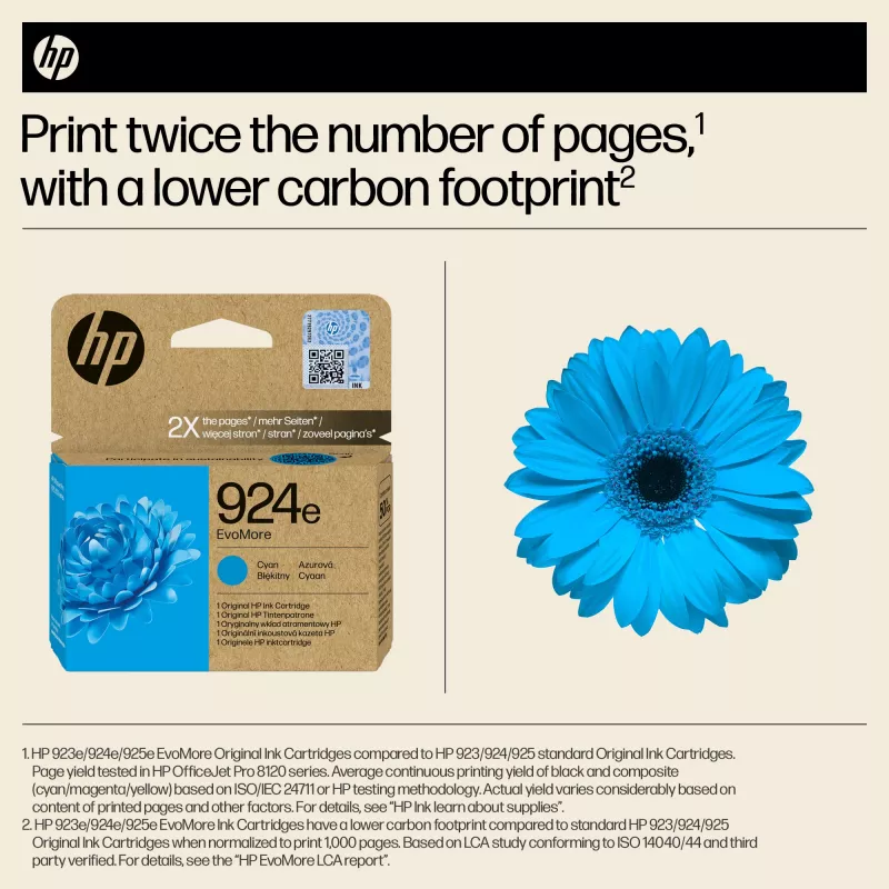Cartuccia d'inchiostro HP 924e EvoMore ciano (originale, alto rendimento XL, 1 pz.)