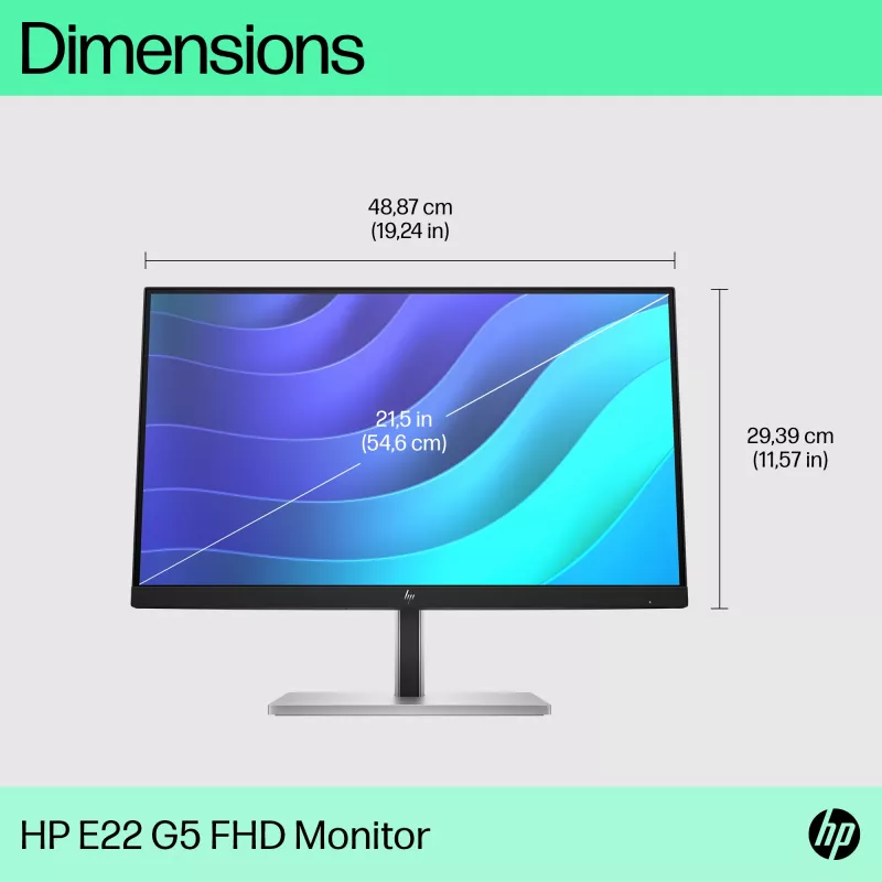 HP E-Series E22 G5 FHD monitor, 54,6 cm (21,5 pollici), Full HD, LCD, 5 ms (ricondizionato)
