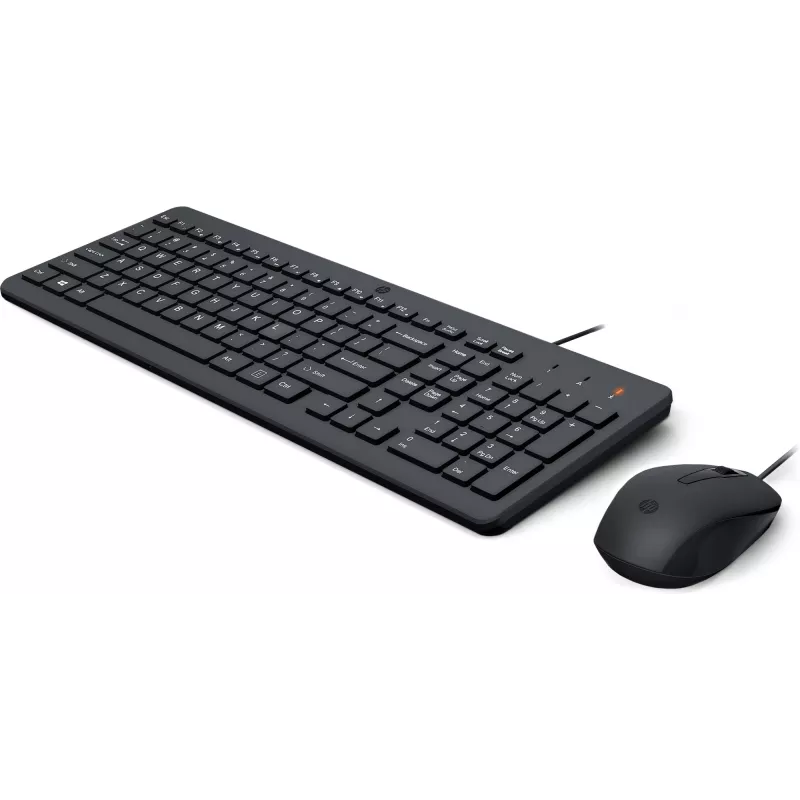Set tastiera e mouse con filo HP 150 — tastiera a membrana USB full-size, nero, con mouse USB con filo