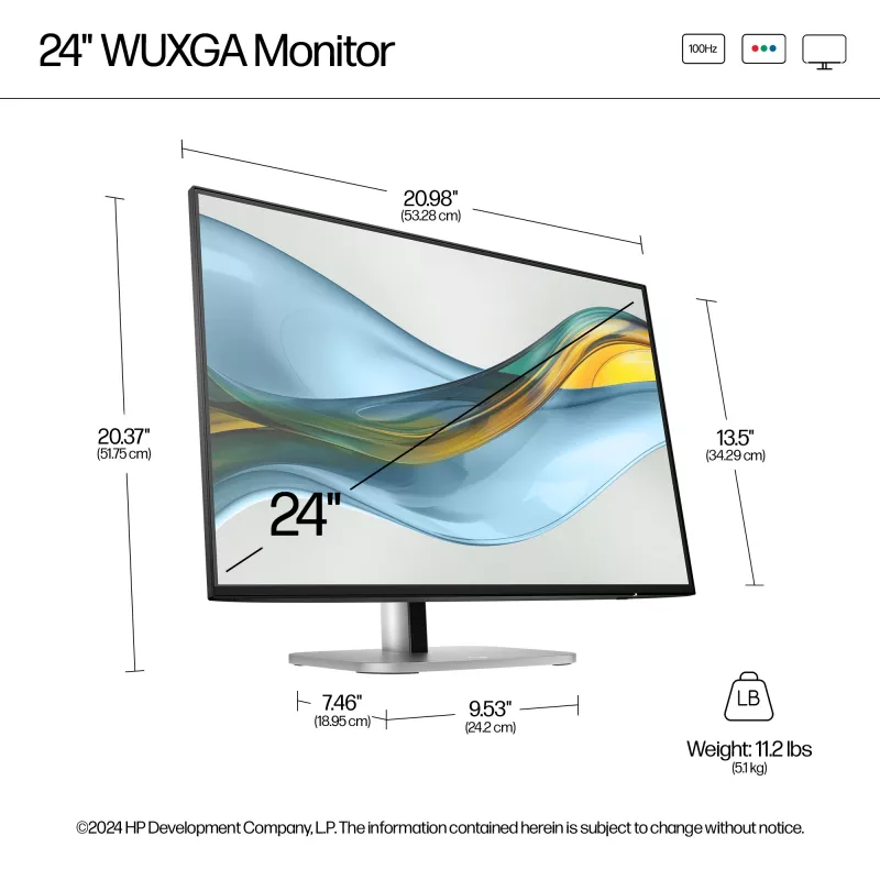 HP Series 5 Pro 24 pollici WUXGA monitor - 524pn, 61 cm (24 pollici), WUXGA, LCD, 5 ms, nero (ricondizionato)