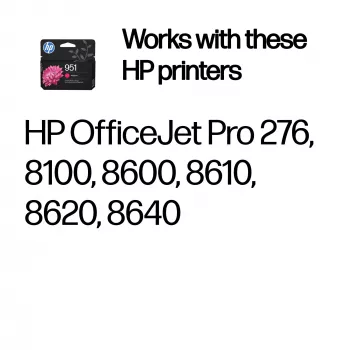 HP 951 cartuccia d'inchiostro originale magenta – inchiostro pigmentato, capacità standard, 8 ml, 535 pagine