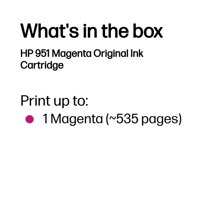 HP 951 cartuccia di stampa originale magenta, magenta, 1 pz., 535 pagine