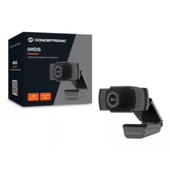 Conceptronic AMDIS webcam Full HD 1080P con microfono, 2 MP, 1920 x 1080 pixel, Full HD, 30 fps, 1280x720@30fps, 1920x1080@30fps, M-JPEG, YUV