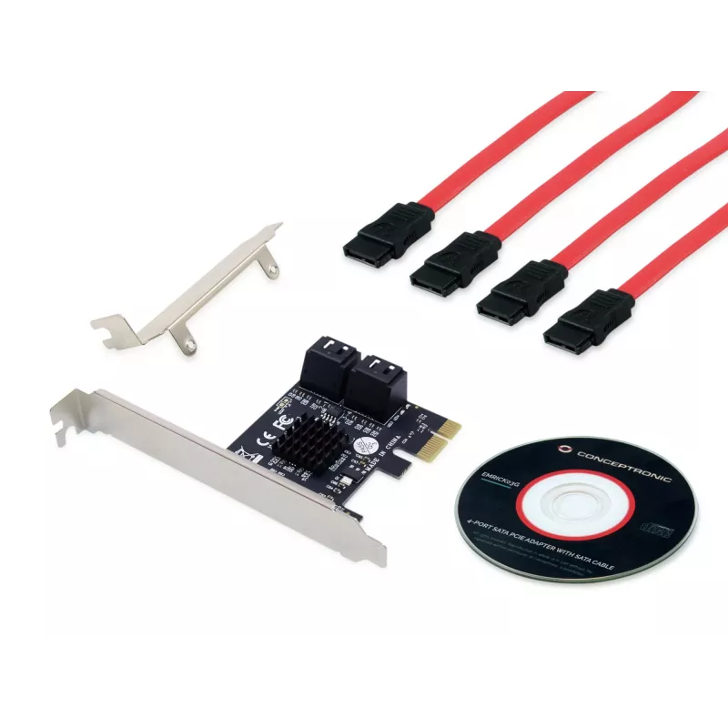 Conceptronic EMRICK adattatore PCIe 4 porte SATA con cavi SATA