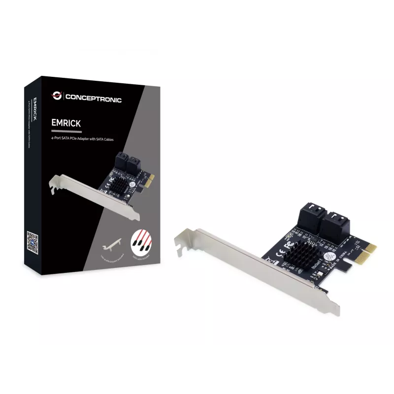 Conceptronic EMRICK adattatore PCIe 4 porte SATA con cavi SATA