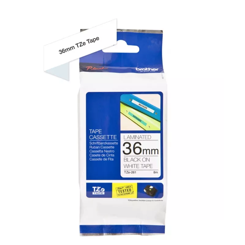 Brother TZe261 - nastro laminato - nero su bianco - rotolo (3,6 cm) - 1 rotolo (TZE261)
