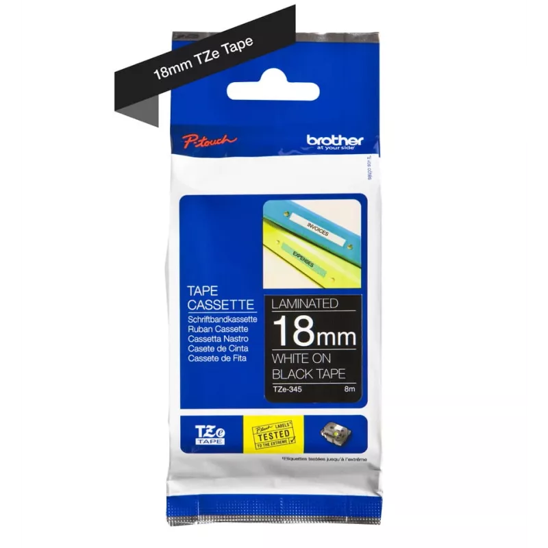 Nastro per laminazione Brother TZe345 18mm bianco su nero