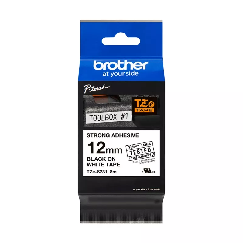 Nastro adesivo Brother TZeS231 nero su bianco 1,2 cm 8 m