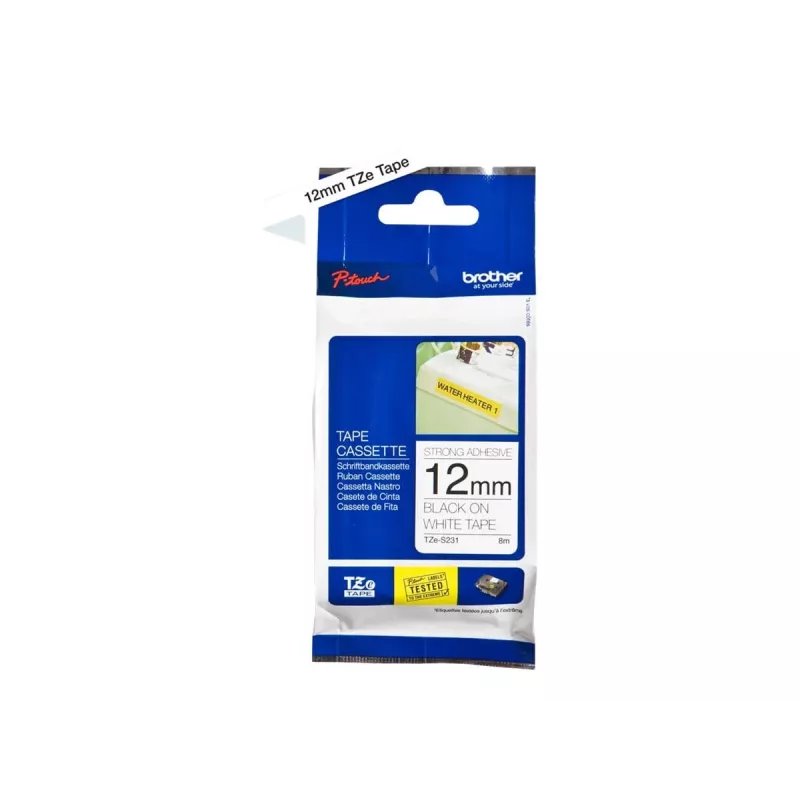 Nastro adesivo Brother TZeS231 nero su bianco 1,2 cm 8 m