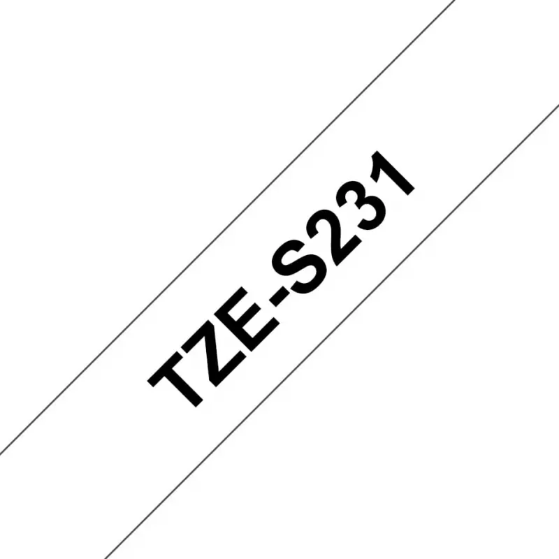 Nastro adesivo Brother TZeS231 nero su bianco 1,2 cm 8 m