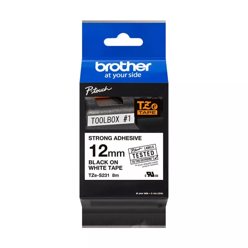 Nastro adesivo Brother TZeS231 nero su bianco 1,2 cm 8 m