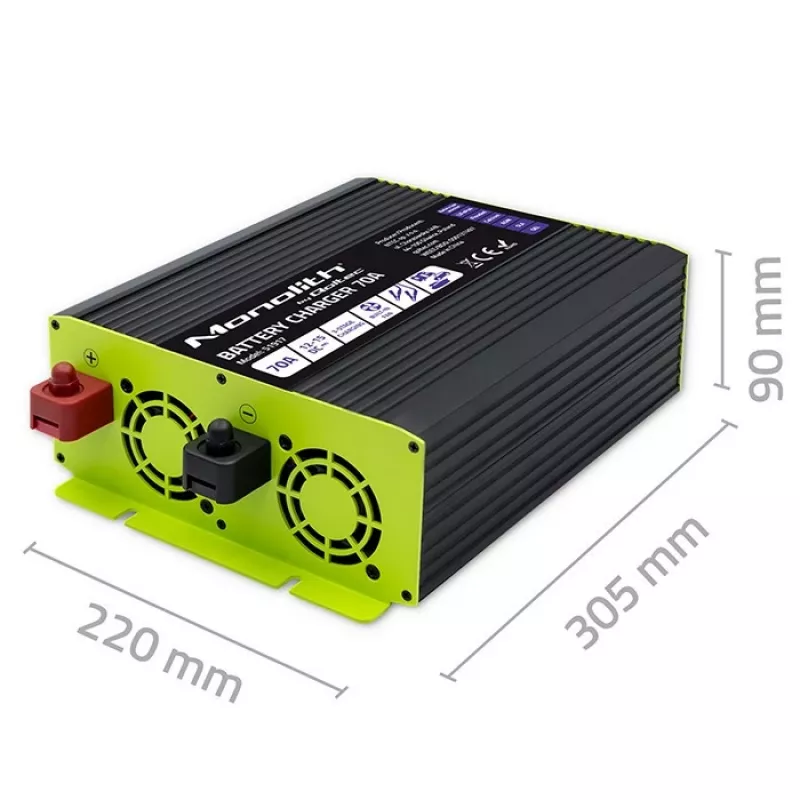 Caricabatterie QOLTEC 51917 per batterie LiFePO4/AGM/GEL/SLA, uscita 70 A