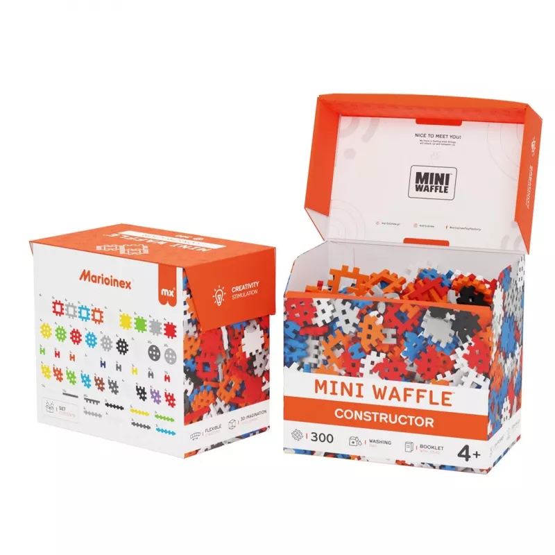 Mattoncini Marioinex Mini Waffle Constructor 300 — set di costruzioni a incastro compatibile, 300 pezzi, multicolore
