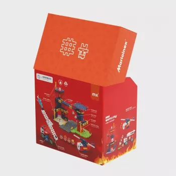 Set di costruzioni Marioinex Waffle Blocks caserma dei vigili del fuoco 280 pezzi, modello 906279